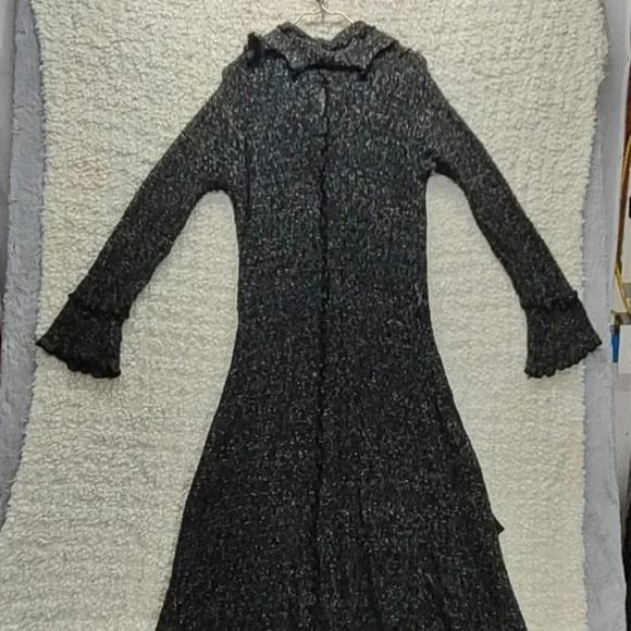 Vintage Hendi Ruffle Sweater Cardigan Faux Fur Trench Wool Belt - Picture 9 of 16